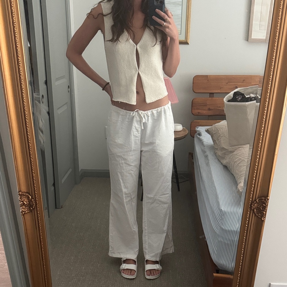 Princess Polly White Drawstring Pants